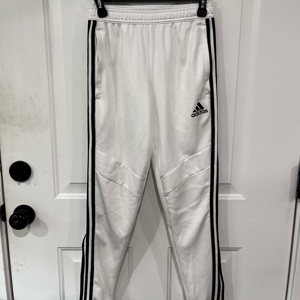 Adidas White Joggers with Black Stripes